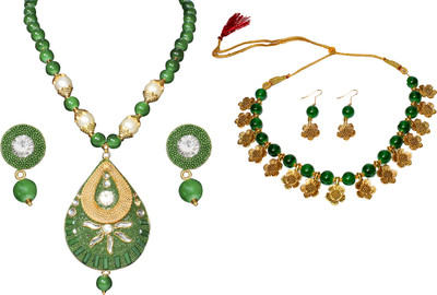 Nifty Mother of Pearl Gold-plated Green Jewellery Set(Pack of 1)