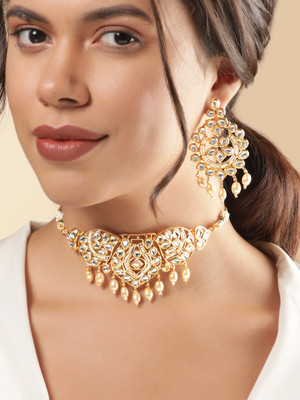 RUBANS Brass Brass Gold Jewellery Set(Pack of 3)