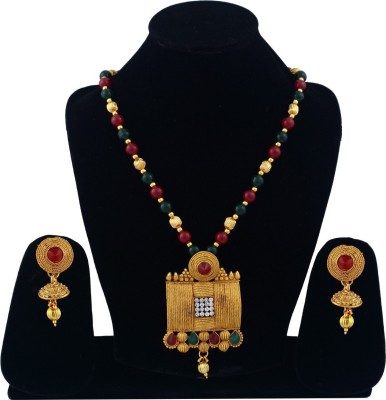 Darsha Collections Mother of Pearl, Crystal, Alloy Gold-plated White, Green, Maroon Jewellery Set(Pack of 1)