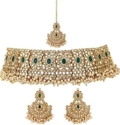 RAHUL TRADERS Alloy Gold-plated Green Jewellery Set(Pack of 1)