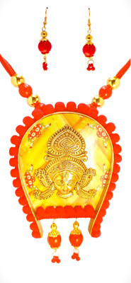Mohuya Brass Gold-plated Red Jewellery Set(Pack of 1)