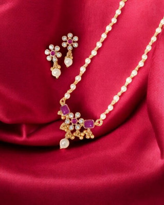 Hetshree Brass Gold-plated Gold, Multicolor Jewellery Set(Pack of 1)