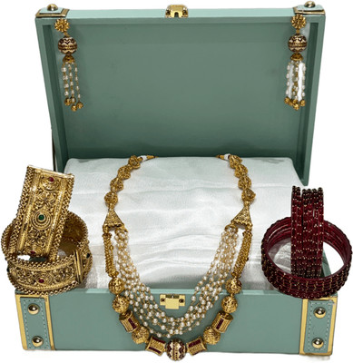 Mogha Jewels Brass Gold-plated Gold Jewellery Set(Pack of 4)