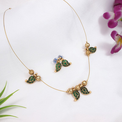 Atulya Alloy Gold-plated Green Jewellery Set(Pack of 2)