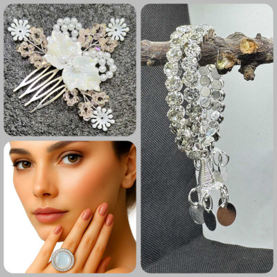 GLAMZY JEWELS Alloy Silver Jewellery Set(Pack of 3)