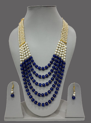 Dreamish Imitation Mother of Pearl, Alloy Gold-plated Blue, White Jewellery Set(Pack of 1)
