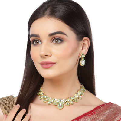 MD KARAT ART Alloy Gold-plated Green Jewellery Set(Pack of 2)