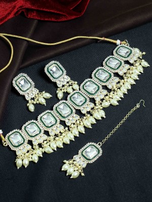 SAIYONI Alloy Gold-plated Green Jewellery Set(Pack of 1)