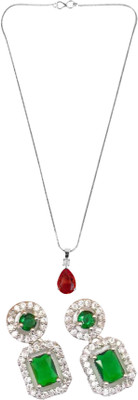Gauri Fashions Stone Silver, Green Jewellery Set(Pack of 1)