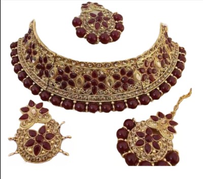 Dev collection Alloy Gold-plated Maroon, Yellow Jewellery Set(Pack of 2)