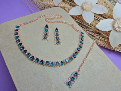 VATSALYA creation Alloy Gold-plated Turquoise Jewellery Set(Pack of 1)