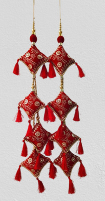 Radha Rani Fabric Red Jewellery Set(Pack of 2)
