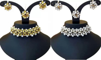 ONLINE JMS Alloy Gold, White Jewellery Set(Pack of 1)