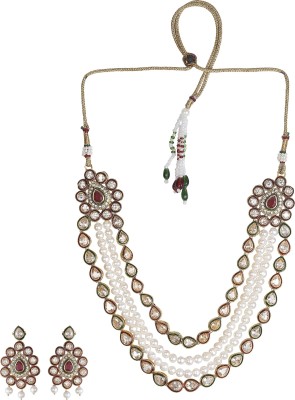 DD Pearls Brass, Mother of Pearl Brass, Gold-plated White, Red Jewellery Set(Pack of 1)