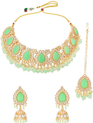 AADITA Brass, Copper Brass, Copper, Gold-plated Green Jewellery Set(Pack of 1)