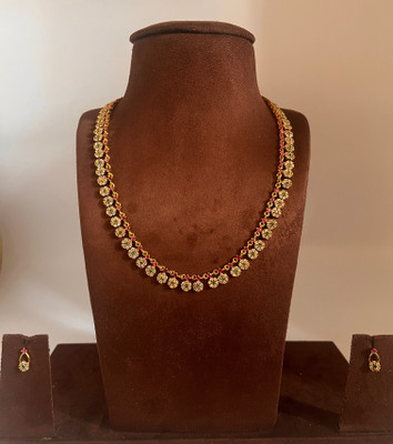 Mayukha Brass Gold-plated Ruby Red, Multicolor, Green, Gold, White Jewellery Set(Pack of 1)