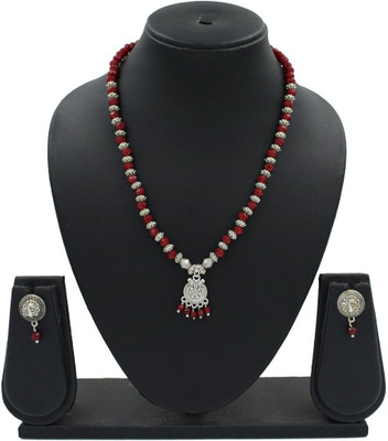 Sandhya Designer Studio Stone Maroon Jewellery Set(Pack of 1)
