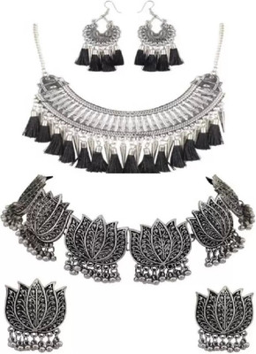 COSMO DUST JEWELLERY WITH DEVICE Oxidised Silver Silver Silver, Black Jewellery Set(Pack of 2)