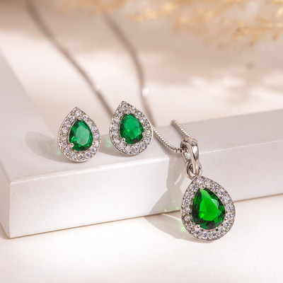 Voylla Brass Rhodium Silver Jewellery Set(Pack of 3)