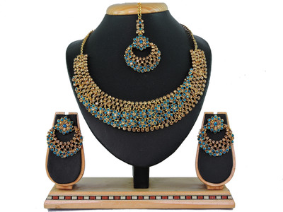 VATSALYA creation Alloy Gold-plated Turquoise Jewellery Set(Pack of 1)