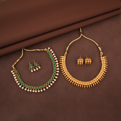 RIENTA JWL Alloy Gold-plated Green Jewellery Set(Pack of 2)