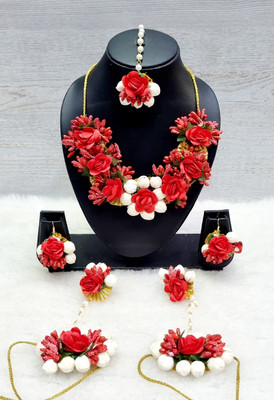 kalp creations Fabric Red Jewellery Set(Pack of 1)