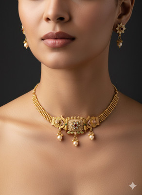 SSS ARTS Brass Gold-plated Gold Jewellery Set(Pack of 1)