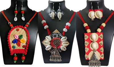 Loknath Handcraft Shell Multicolor Jewellery Set(Pack of 3)