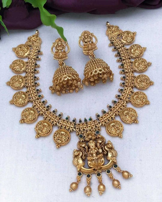 Joyful Alloy Gold-plated Green Jewellery Set(Pack of 1)