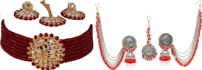 JMBW INTERNATIONAL Alloy Maroon, Red Jewellery Set(Pack of 2)