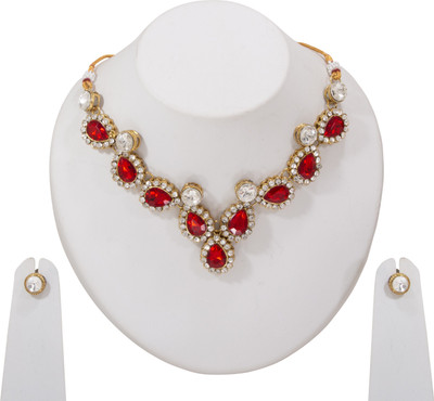 Ronak Jewels Alloy Gold-plated Red Jewellery Set(Pack of 1)