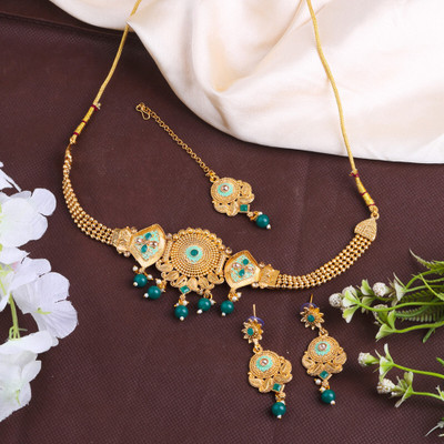 SHIV SHAKTI JEWELLERS Alloy Gold-plated Green Jewellery Set(Pack of 3)