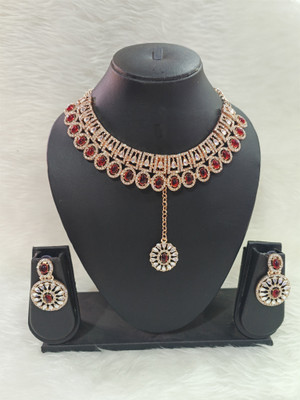 Yanshika Alloy Gold-plated Maroon Jewellery Set(Pack of 4)