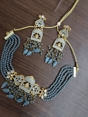Dsara Creations Brass Grey Jewellery Set(Pack of 1)