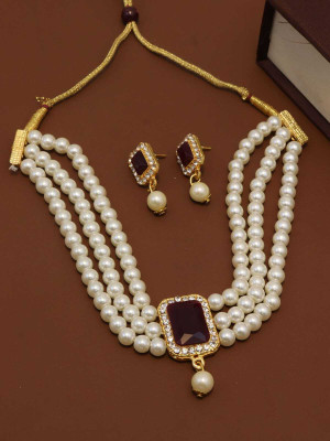 ZMS Alloy Gold-plated White Jewellery Set(Pack of 1)