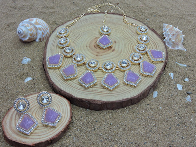 VATSALYA creation Alloy Gold-plated Purple Jewellery Set(Pack of 1)