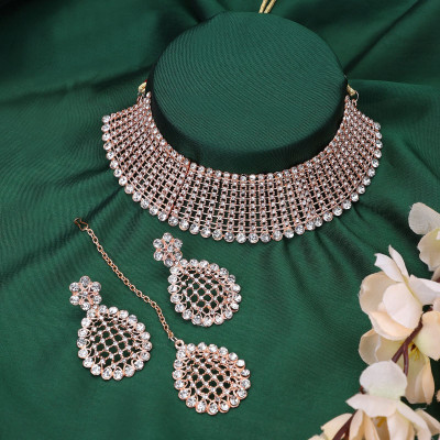 CHARMING JEWELS Brass Gold-plated Rose Gold Jewellery Set(Pack of 4)