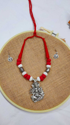 Prakriti Collection Oxidised Silver, Dori Red, White Jewellery Set(Pack of 1)