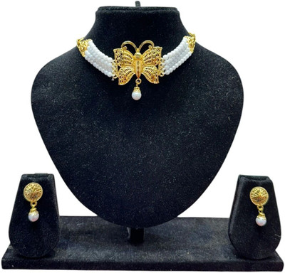 RNJewels Alloy White, Gold Jewellery Set(Pack of 1)