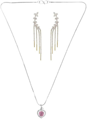 SRK Fashions Alloy Pink, Silver Jewellery Set(Pack of 1)