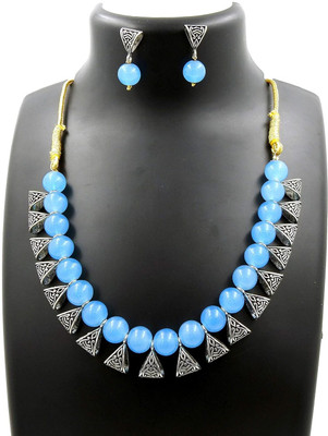 Kaima Oxidised Silver Blue Jewellery Set(Pack of 1)