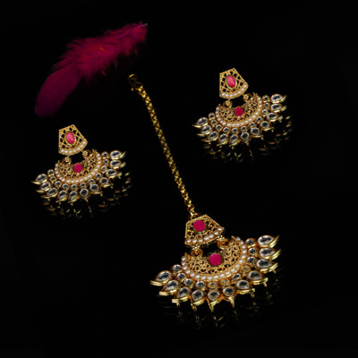 Kord Store Alloy Gold-plated Red Jewellery Set(Pack of 1)