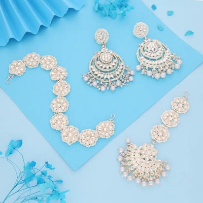 Prime Inclusive Alloy Gold-plated White Jewellery Set(Pack of 1)