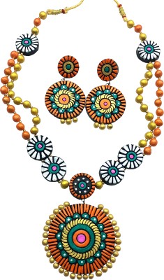 Akibuki Terracotta Orange Jewellery Set(Pack of 1)