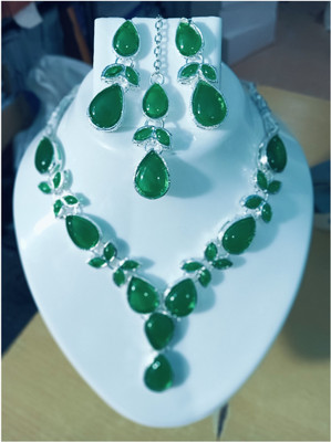 TIGENECY Alloy Sterling Silver Green Jewellery Set(Pack of 1)