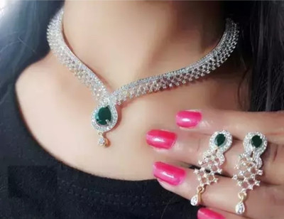 SSN Global Alloy Green Jewellery Set(Pack of 1)