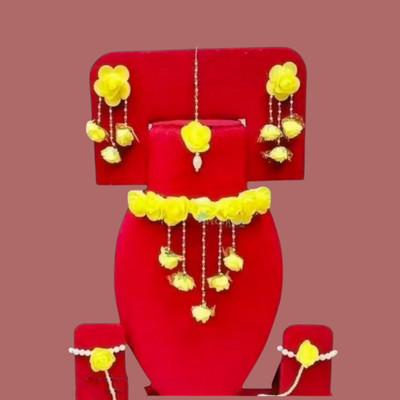 KANDK KREATION Fabric Yellow Jewellery Set(Pack of 1)