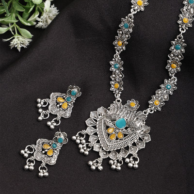 Diva creation Oxidised Silver Silver Yellow, Green Jewellery Set(Pack of 1)