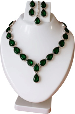 Abaan Fashion Alloy Brass Green Jewellery Set(Pack of 1)