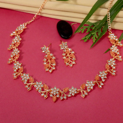 RAJ JEWELLERY Alloy Gold-plated Orange Jewellery Set(Pack of 3)